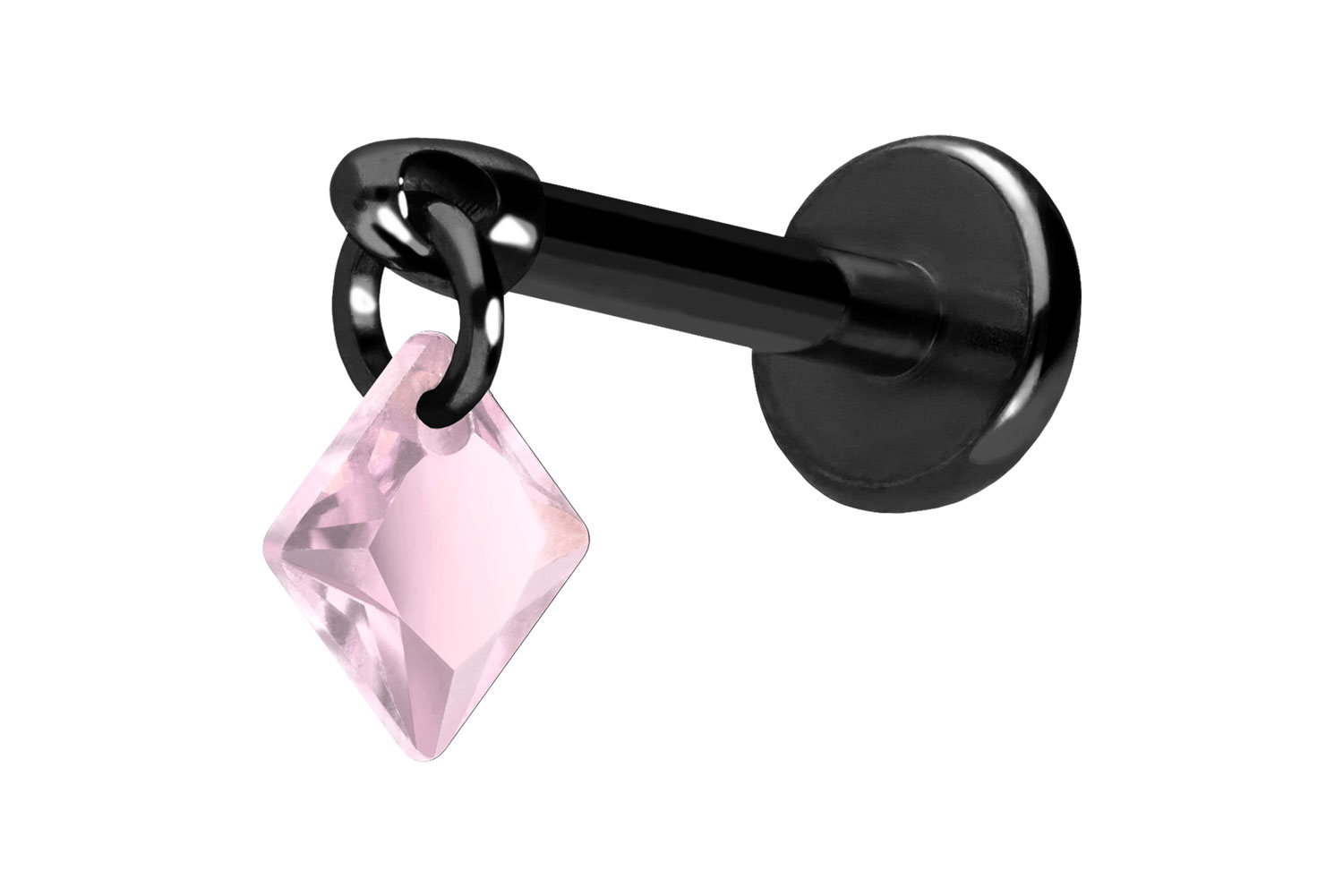 Titan Labret Piercing mit Push Fit KRISTALLQUADRAT